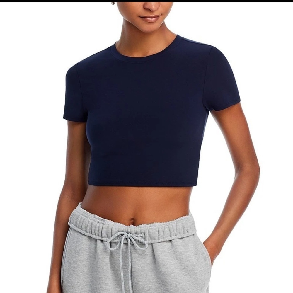 Splits59 Airweight Crop Top short sleeve in indigo NWT